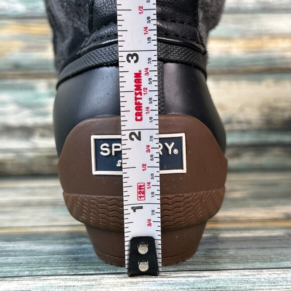 Sperry Womens 7.5M Waterproof Rain Boot Black Gray Plaid Zip Up Winter Booties - Picture 12 of 13